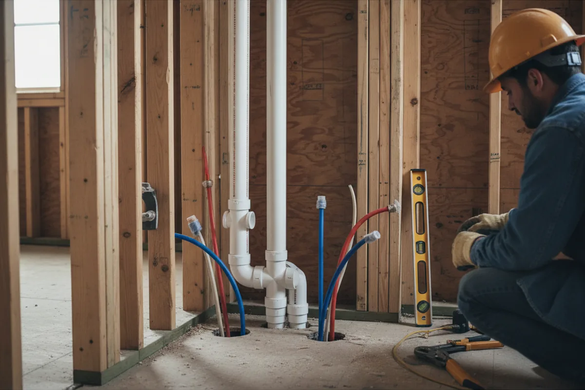 Drain and supply rough-in during Leak Detection in Kirvin