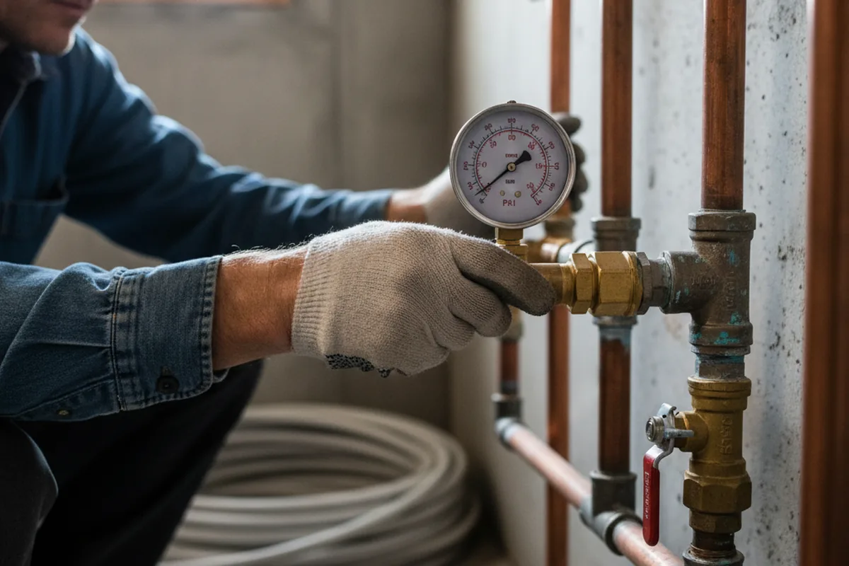 Pressure testing a repaired line during Water Line Repair in Kirvin